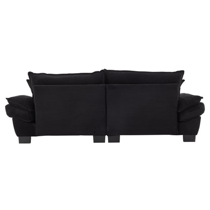 Corduroy Sofa Sleeper Couch Loveseat Sofa with Pillows Comfy Upholstered Deep Seat Sofa for Bedroom,Living Room,Apartment,Office,Dorm-Black Corduroy