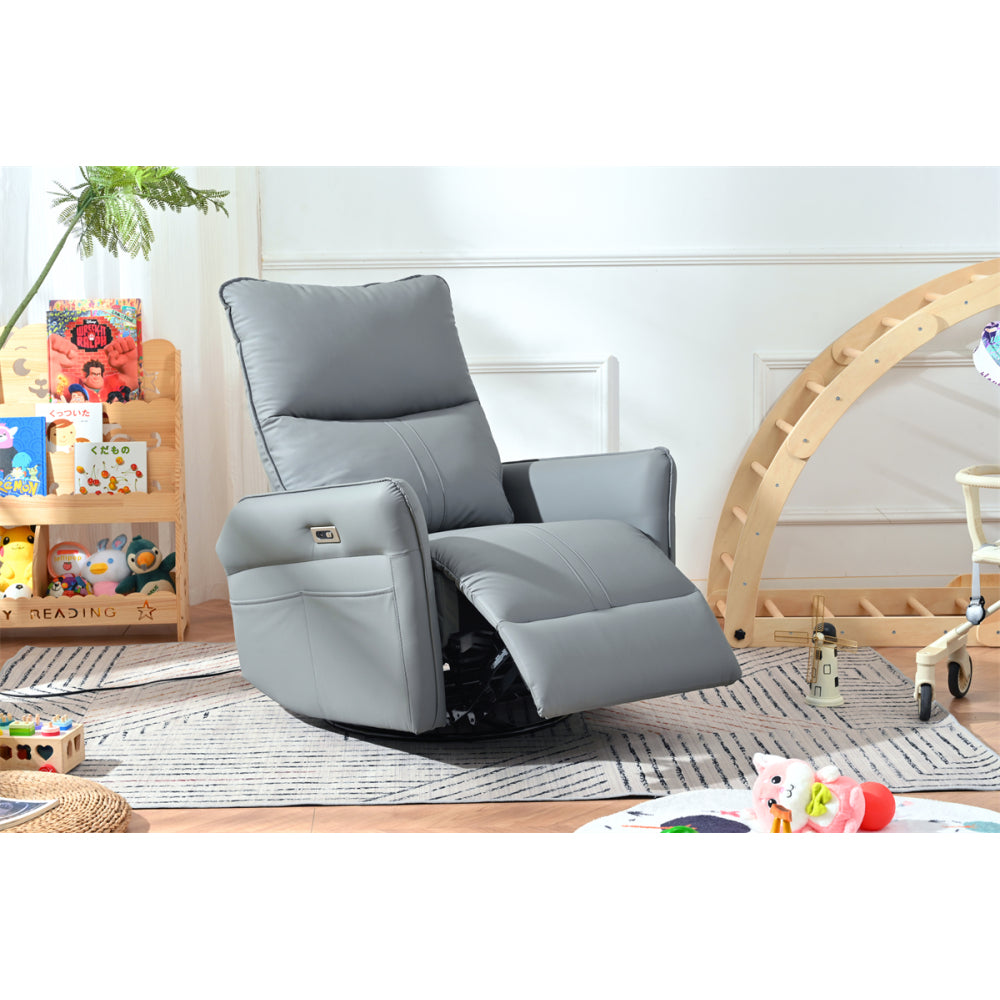 Rocking Recliner Chair,360 Degree Swivel Nursery Rocking Chair,Glider Chair,Modern Small Rocking Swivel Recliner Chair for Bedroom,Living Room Chair Home Theater Seat,Side Pocket(Light Gray)