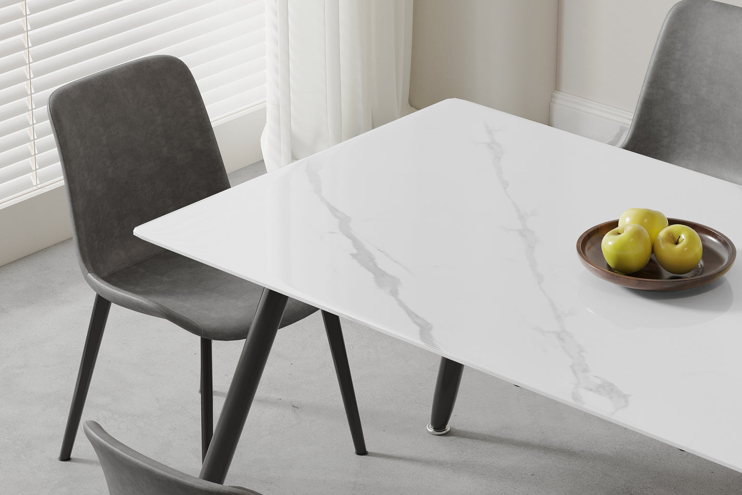 NIUTN White Rectangle Dining Table for 4-6-8: Sintered Stone, Metal Base, Elegant Design