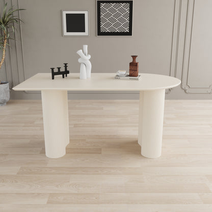 63 "Modern Fashion MDF New Cream Style Dining Table, 4-8 Person Dining Table