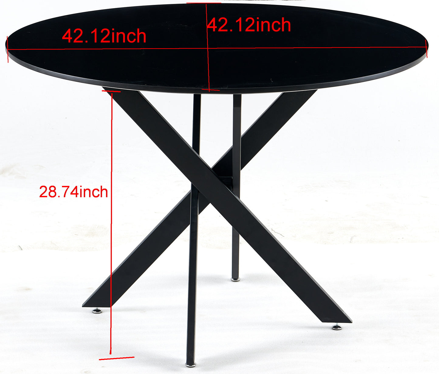 42.1"BLACK Table Mid-century Dining Table for 4-6 people