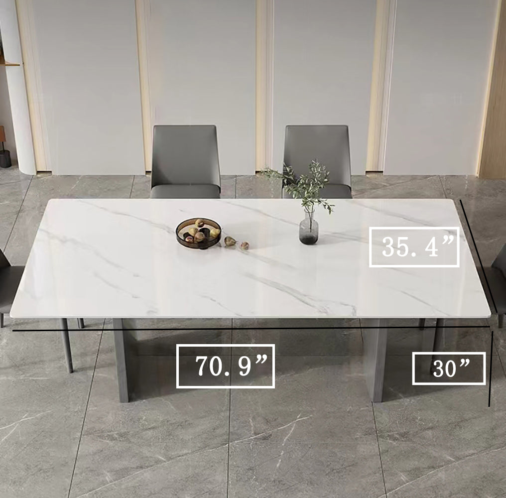 Modern Dining Table 70.9''Antique White Sintered Stone Tabletop