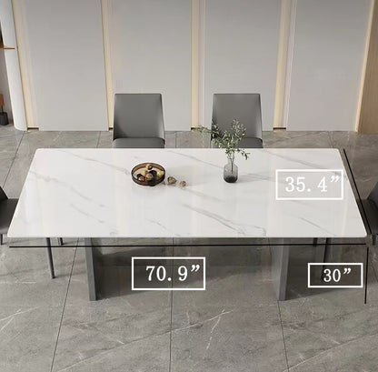 Modern Dining Table 70.9''Antique White Sintered Stone Tabletop