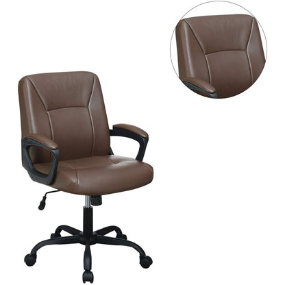 Cushioned Office Chair 1pc Brown Color Upholstered Seat back Adjustable Chair Comfort