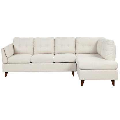 Modern Linen Fabric Sofa 97.2" , L-Shape Couch with Chaise Lounge,Sectional Sofa with one Lumbar Pad,Beige