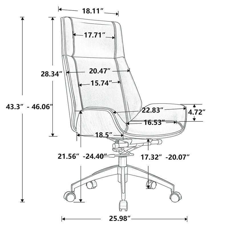 Corrigan Studio® Genuine Leather Ergonomic Office Chair Executive Swivel Chair