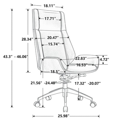 Corrigan Studio® Genuine Leather Ergonomic Office Chair Executive Swivel Chair