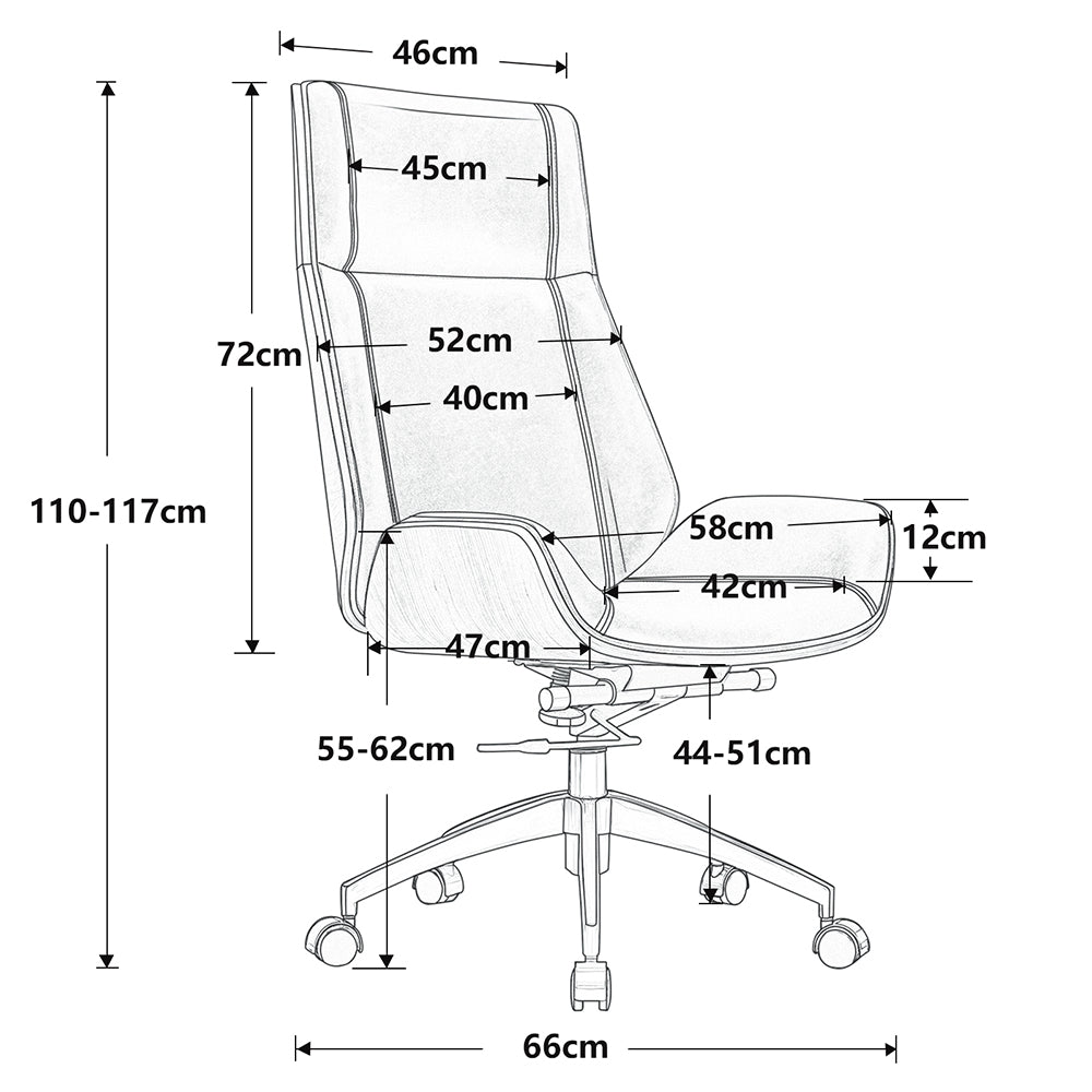 Corrigan Studio® Genuine Leather Ergonomic Office Chair Executive Swivel Chair