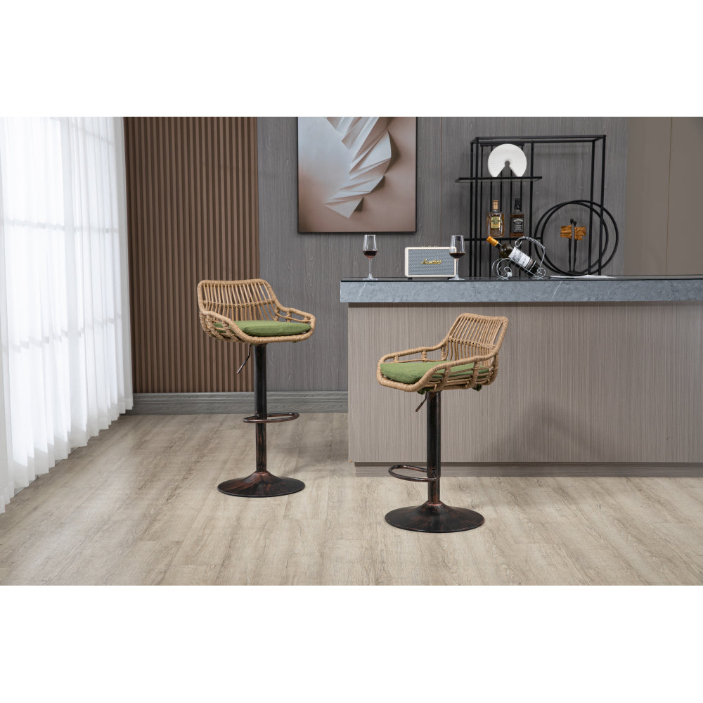 Modern Swivel Bar Stools Set of 2 Adjustable Counter Height Chairs with Footrest for Kitchen Dining Room