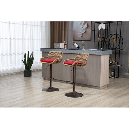 Modern Swivel Bar Stools Set of 2 Adjustable Counter Height Chairs with Footrest for Kitchen Dining Room