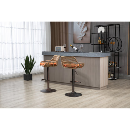 Modern Swivel Bar Stools Set of 2 Adjustable Counter Height Chairs with Footrest for Kitchen Dining Room