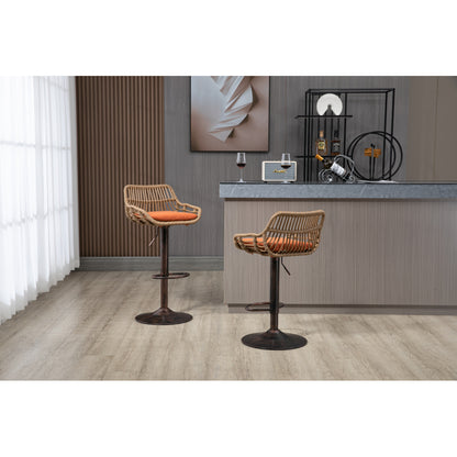 Modern Swivel Bar Stools Set of 2 Adjustable Counter Height Chairs with Footrest for Kitchen Dining Room