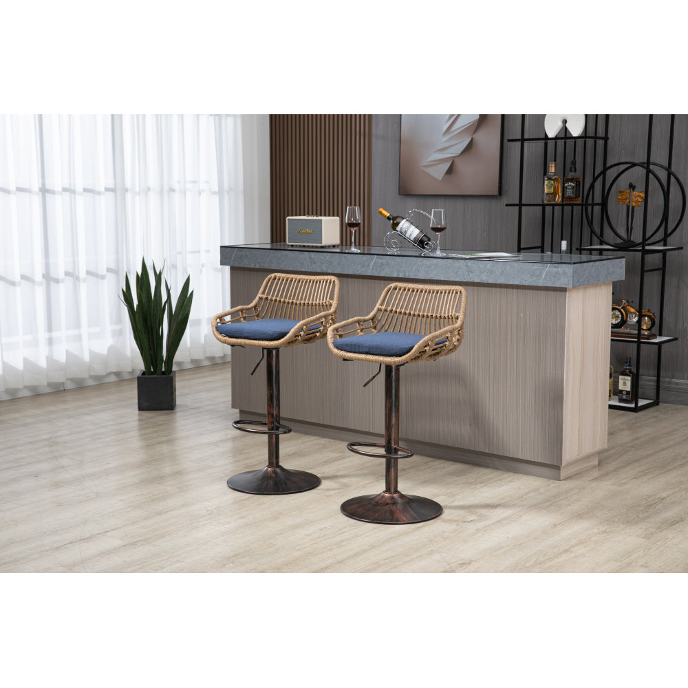 Modern Swivel Bar Stools Set of 2 Adjustable Counter Height Chairs with Footrest for Kitchen Dining Room