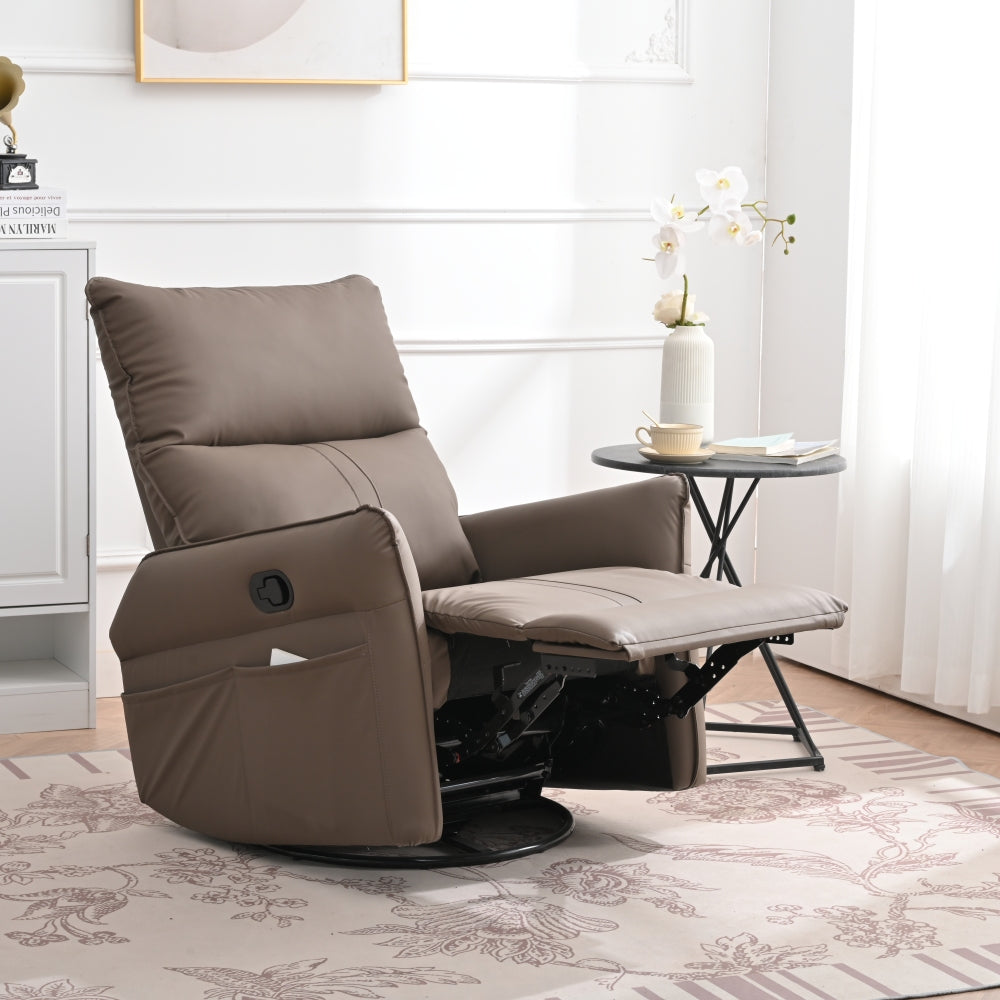 Rocking Recliner Chair,360 Degree Swivel Nursery Rocking Chair,Glider Chair,Modern Small Rocking Swivel Recliner Chair for Bedroom,Living Room Chair Home Theater Seat,Side Pocket(Light Gray)