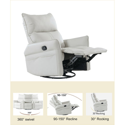 Rocking Recliner Chair,360 Degree Swivel Nursery Rocking Chair,Glider Chair,Modern Small Rocking Swivel Recliner Chair for Bedroom,Living Room Chair Home Theater Seat,Side Pocket(Light Gray)