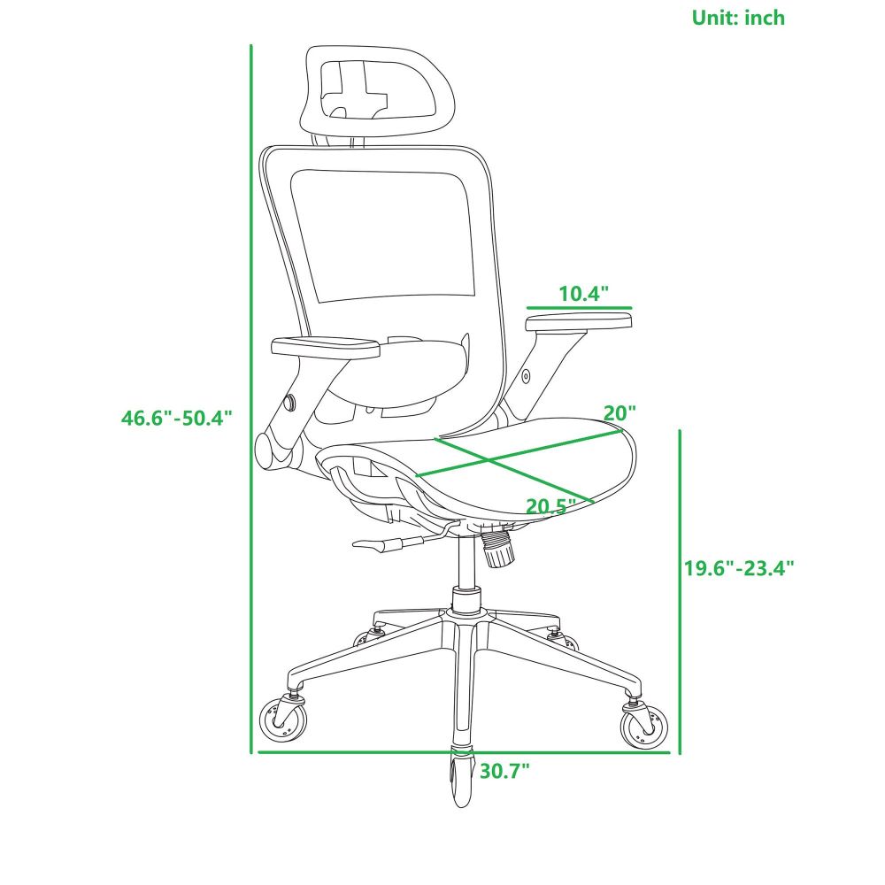 black ergonomic Mesh Office Chair  High Back  Adjustable Headrest with Flip-Up Arms