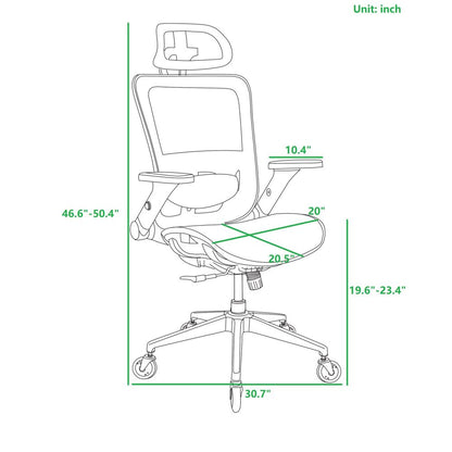 black ergonomic Mesh Office Chair  High Back  Adjustable Headrest with Flip-Up Arms