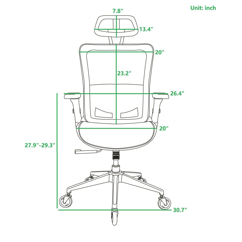 black ergonomic Mesh Office Chair  High Back  Adjustable Headrest with Flip-Up Arms