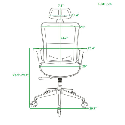 black ergonomic Mesh Office Chair  High Back  Adjustable Headrest with Flip-Up Arms