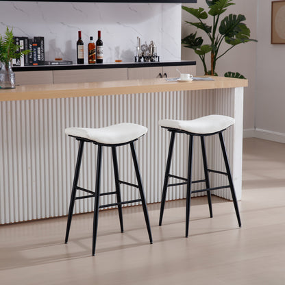 Set of 2 for Dining Room Kitchen Counter Island, PU Upholstered Breakfast Stools With Footrest