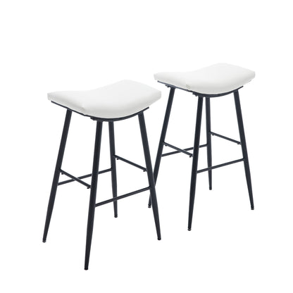 Set of 2 for Dining Room Kitchen Counter Island, PU Upholstered Breakfast Stools With Footrest