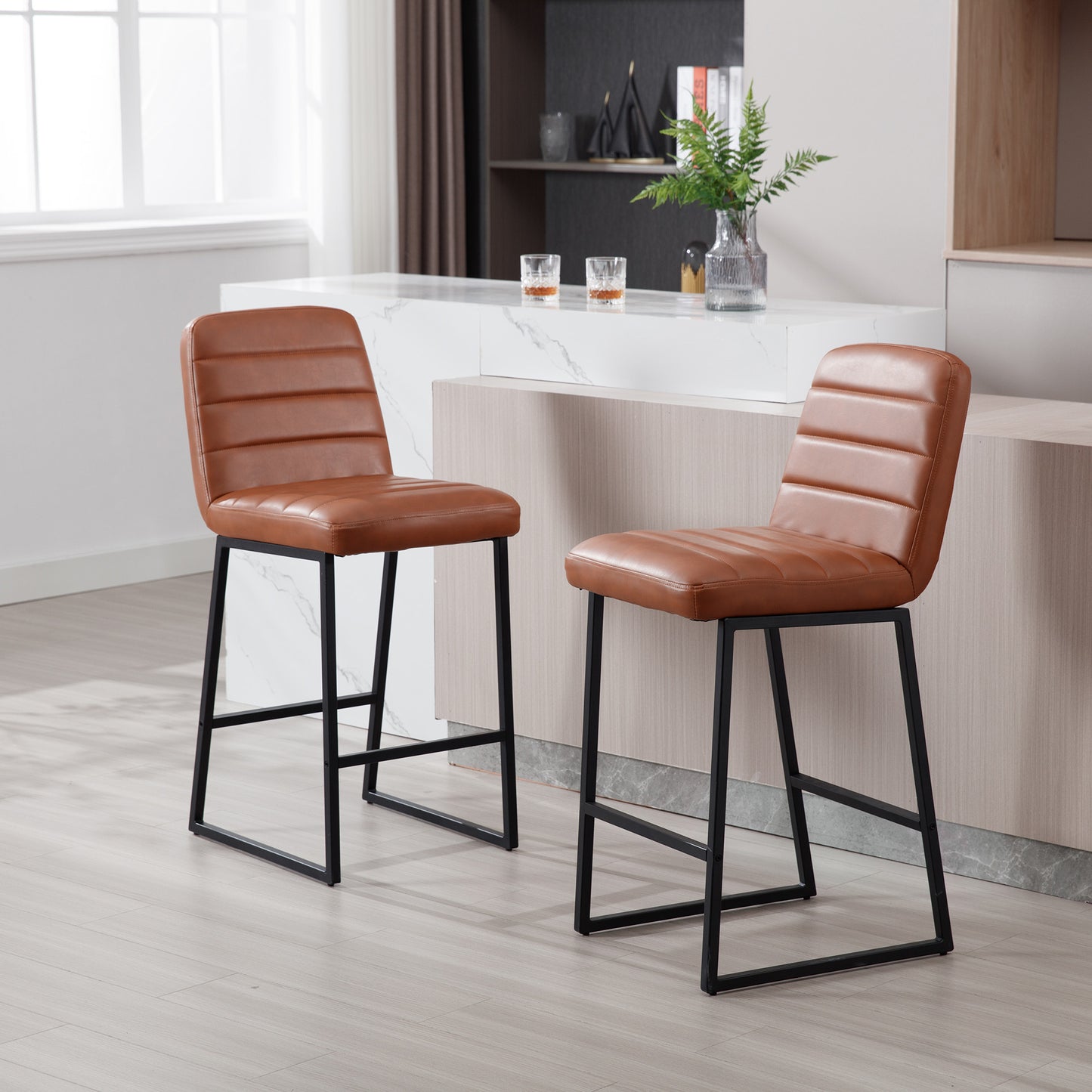 Low Bar Stools Set of 2 Bar Chairs