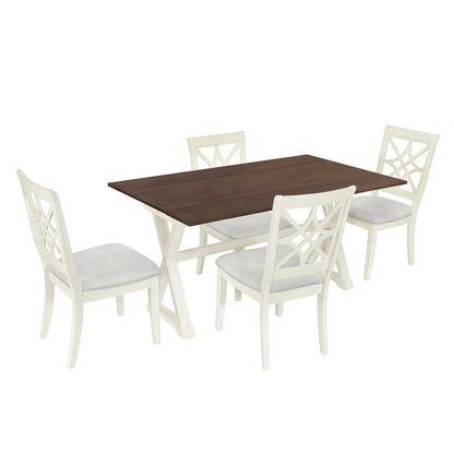 5-Piece 62*35.2inch Extendable Rubber Wood Dining Table Set with Two 8.8Inch-Wide Dining Chairs