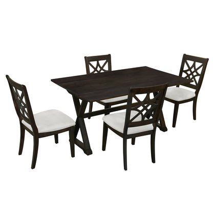 5-Piece 62*35.2inch Extendable Rubber Wood Dining Table Set with Two 8.8Inch-Wide Dining Chairs