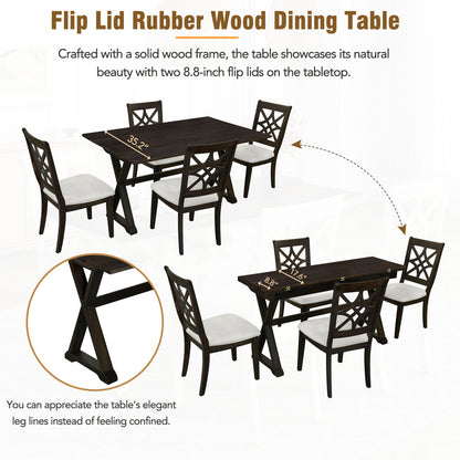 5-Piece 62*35.2inch Extendable Rubber Wood Dining Table Set with Two 8.8Inch-Wide Dining Chairs