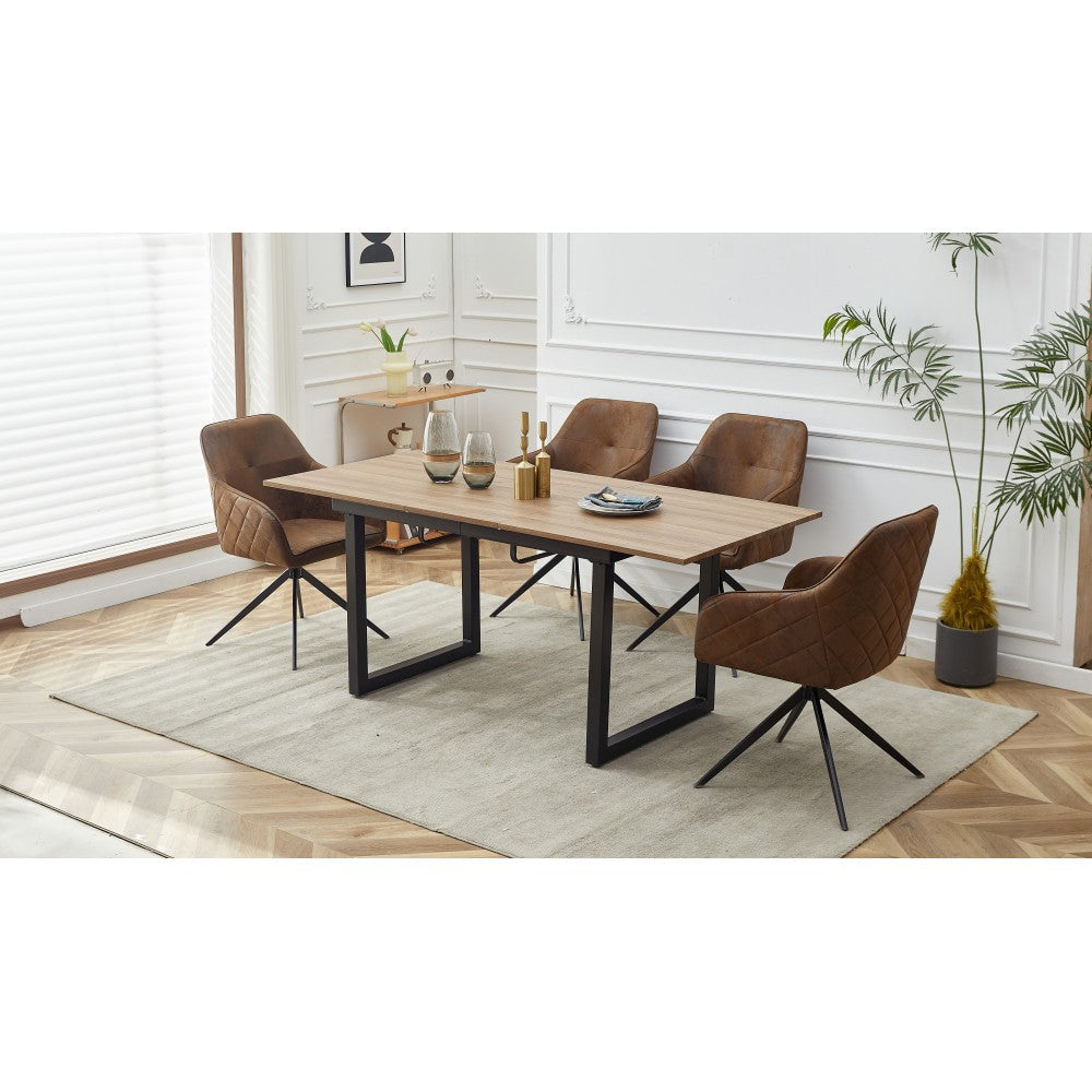 1+4,5pieces dining set,extensible Table metal leg Mid-century Dining Table for 4-6 people