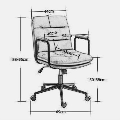 Office Chair,Mid Back Home Office Desk Task Chair with Wheels and Arms Ergonomic PU Leather