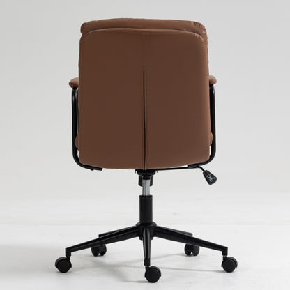 Office Chair,Mid Back Home Office Desk Task Chair with Wheels and Arms Ergonomic PU Leather