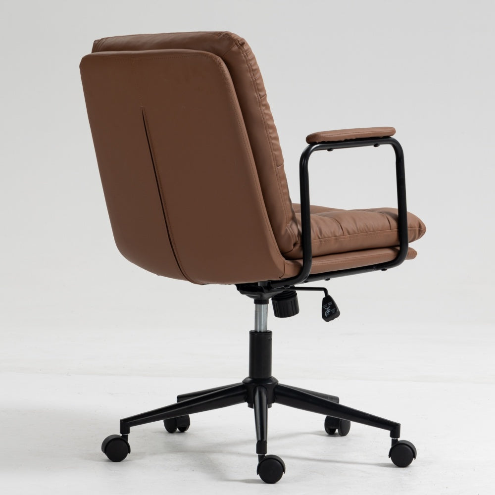 Office Chair,Mid Back Home Office Desk Task Chair with Wheels and Arms Ergonomic PU Leather