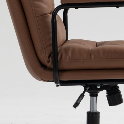 Office Chair,Mid Back Home Office Desk Task Chair with Wheels and Arms Ergonomic PU Leather