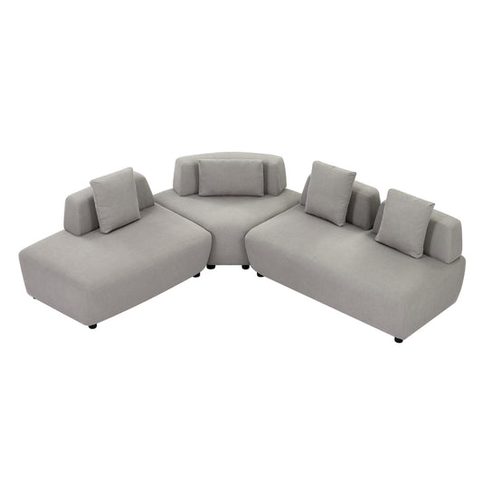 Contemporary 3-piece Sectional Sofa Free Convertible sofa with Four Removable Pillows for Living Room