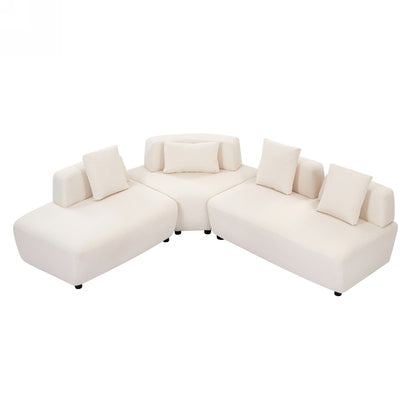 Contemporary 3-piece Sectional Sofa Free Convertible sofa with Four Removable Pillows for Living Room