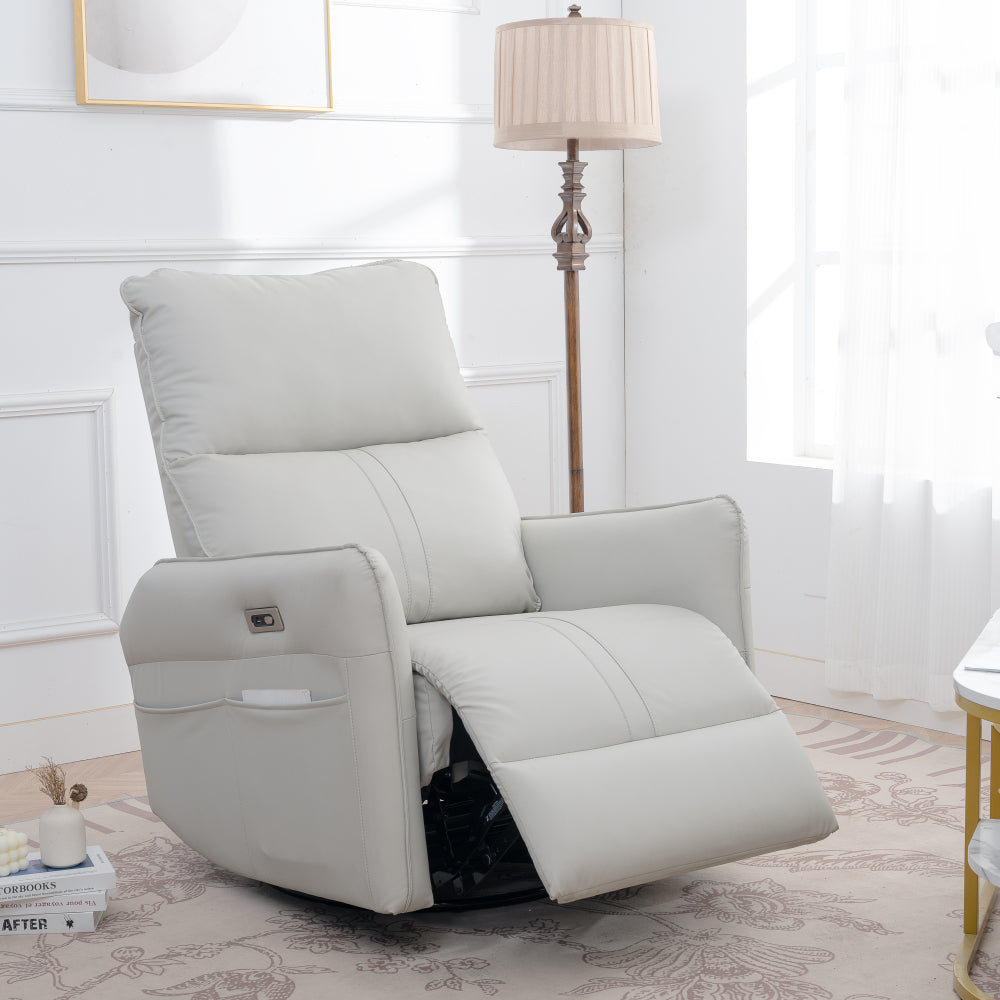 Rocking Recliner Chair,360 Degree Swivel Nursery Rocking Chair,Glider Chair,Modern Small Rocking Swivel Recliner Chair for Bedroom,Living Room Chair Home Theater Seat,Side Pocket(Light Gray)