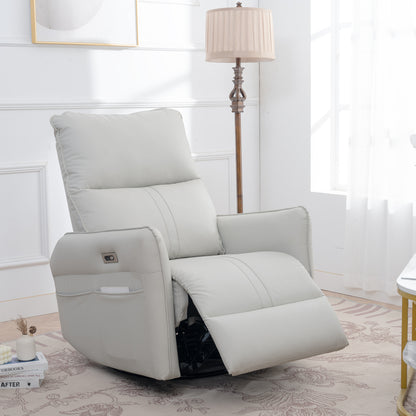 Rocking Recliner Chair,360 Degree Swivel Nursery Rocking Chair,Glider Chair,Modern Small Rocking Swivel Recliner Chair for Bedroom,Living Room Chair Home Theater Seat,Side Pocket(Light Gray)