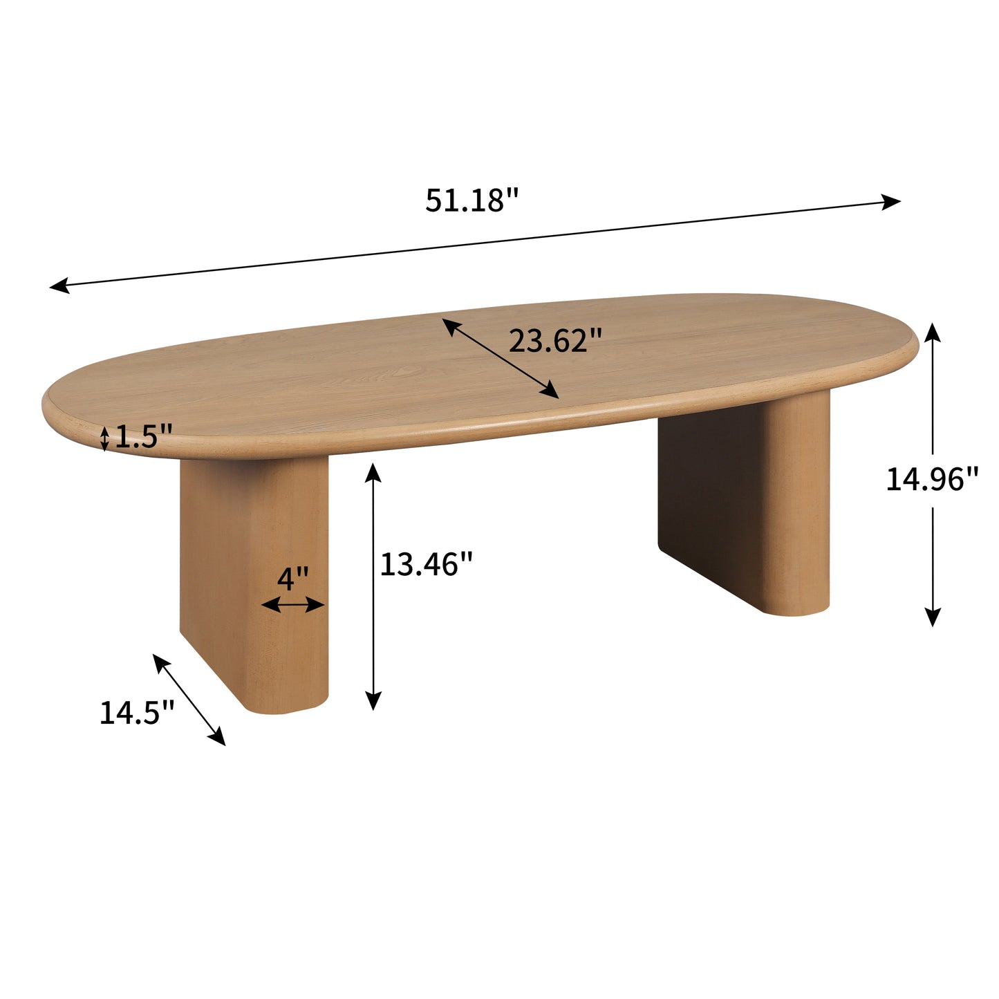 51'' Tapered Tabletop Coffee Table Sofa Table