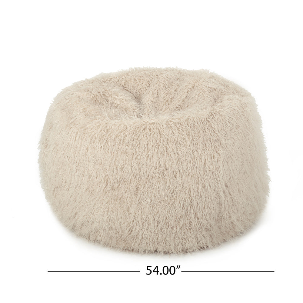 Mahin 5 Foot Rounded Faux Fur Bean Bag, Lavender