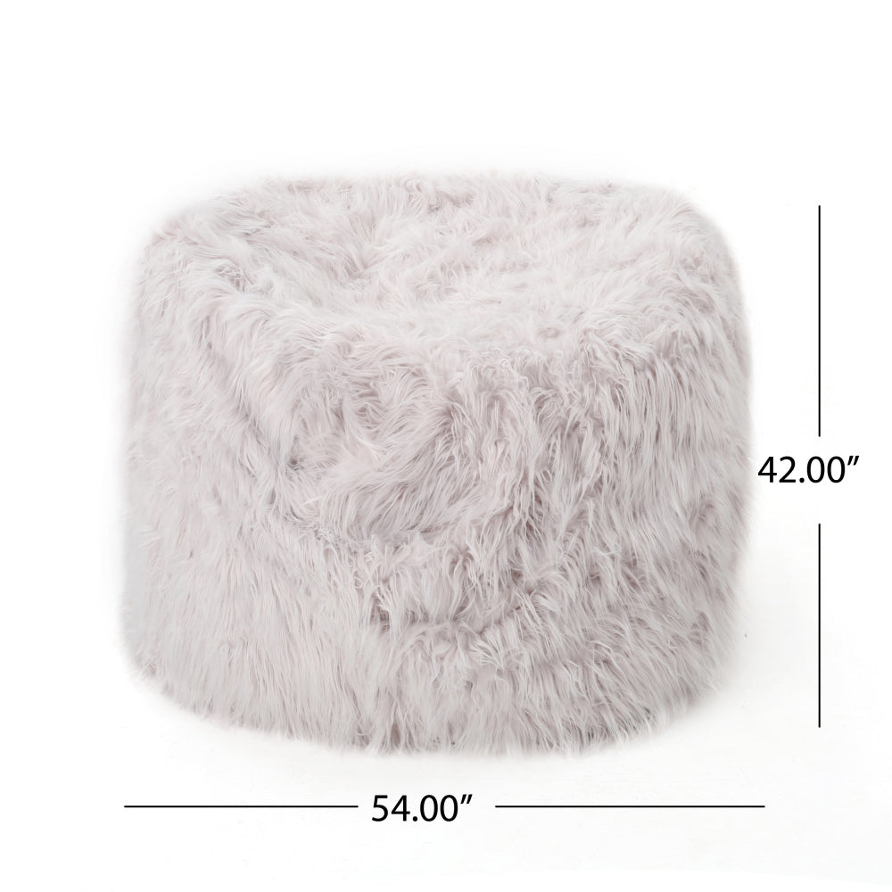 Mahin 5 Foot Rounded Faux Fur Bean Bag, Lavender