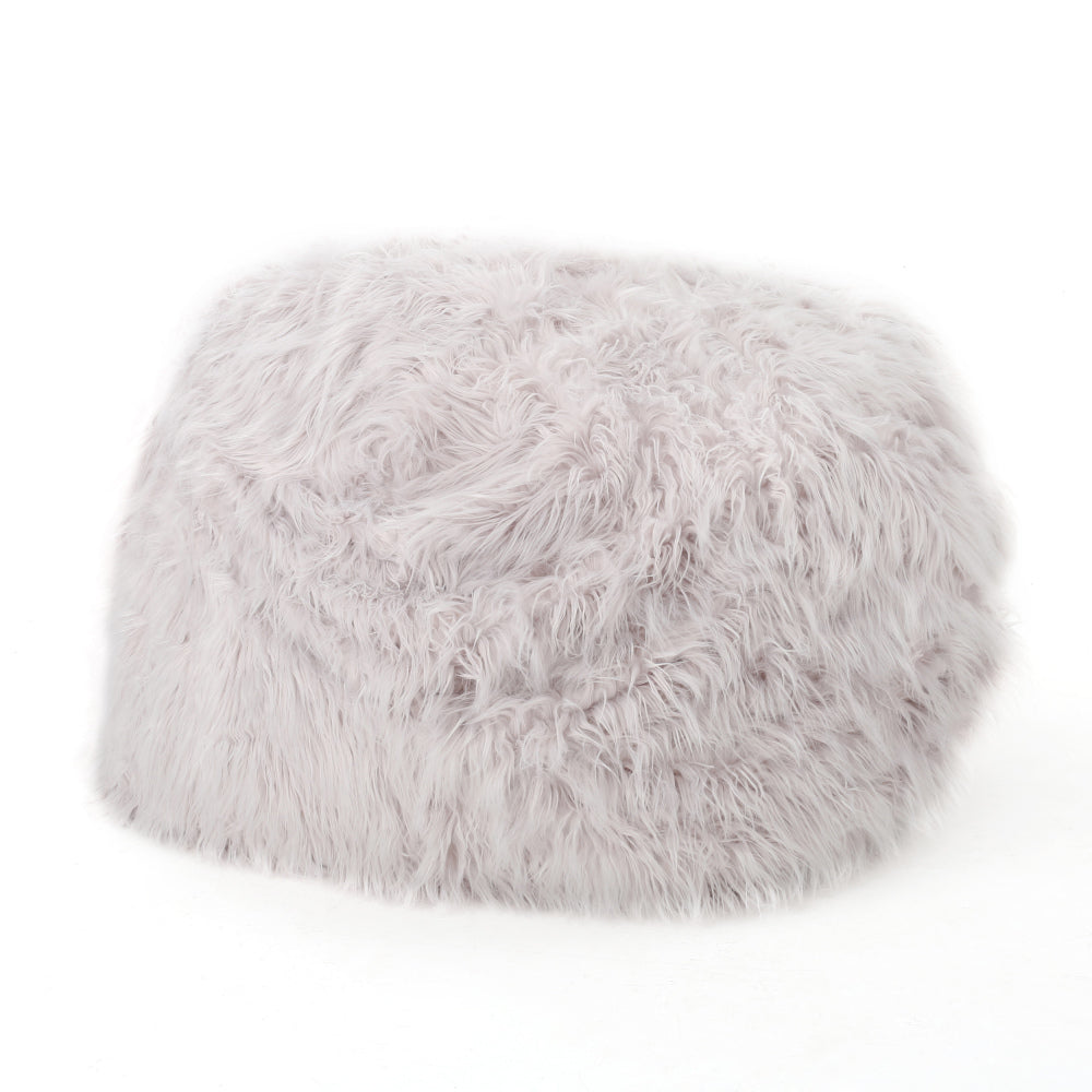 Mahin 5 Foot Rounded Faux Fur Bean Bag, Lavender