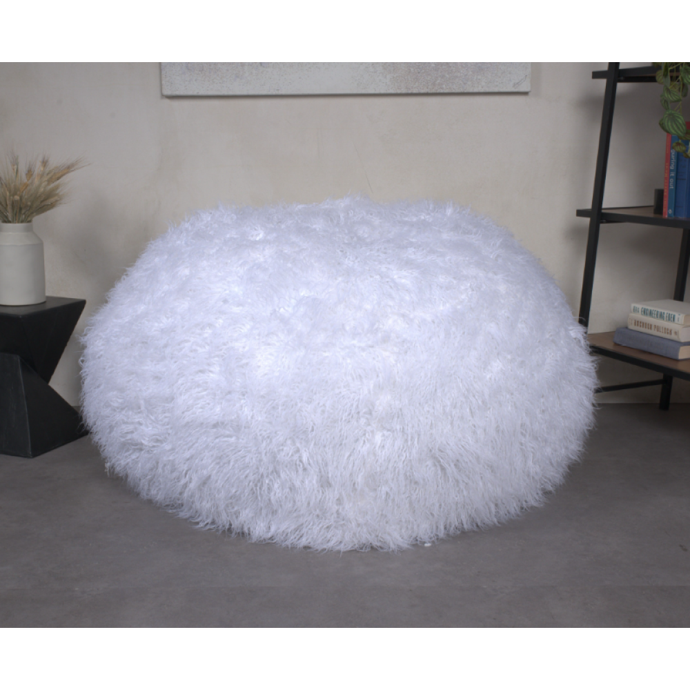 Mahin 5 Foot Rounded Faux Fur Bean Bag, Lavender