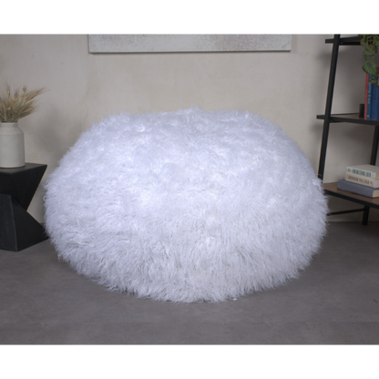 Mahin 5 Foot Rounded Faux Fur Bean Bag, Lavender