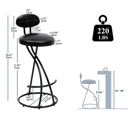 Bar Stools Upholstered Counter Height Bar stools Set of 2 Modern PU Leather Dining Chairs