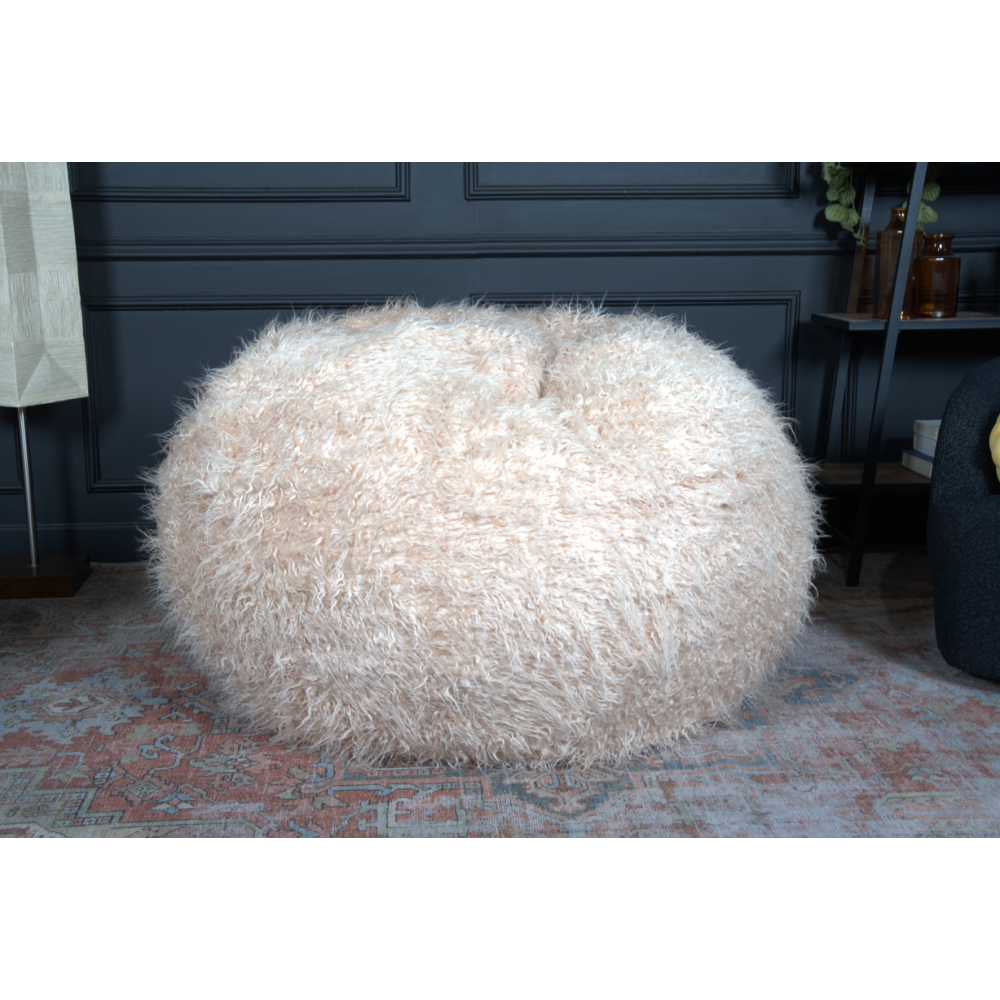 Mahin 5 Foot Rounded Faux Fur Bean Bag, Lavender