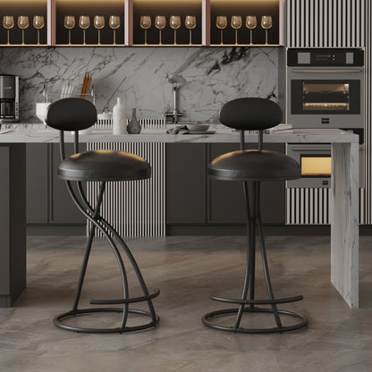 Bar Stools Upholstered Counter Height Bar stools Set of 2 Modern PU Leather Dining Chairs