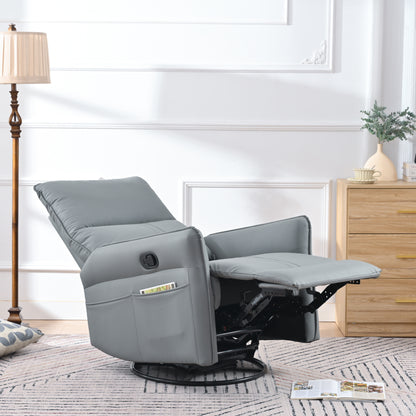 Rocking Recliner Chair,360 Degree Swivel Nursery Rocking Chair,Glider Chair,Modern Small Rocking Swivel Recliner Chair for Bedroom,Living Room Chair Home Theater Seat,Side Pocket(Light Gray)