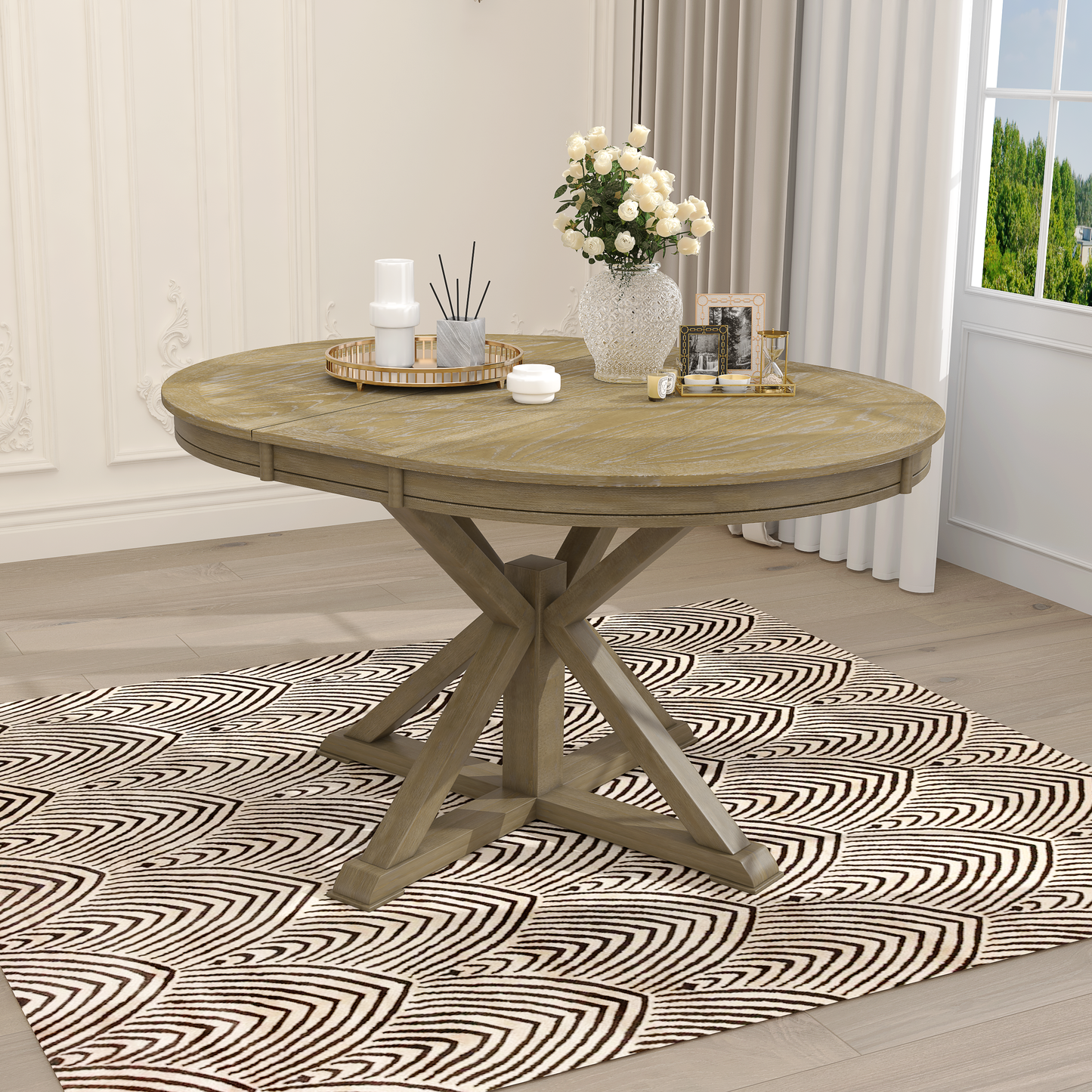 Extendable Dining Table with a 12" Leaf for Dining Room and Living Room