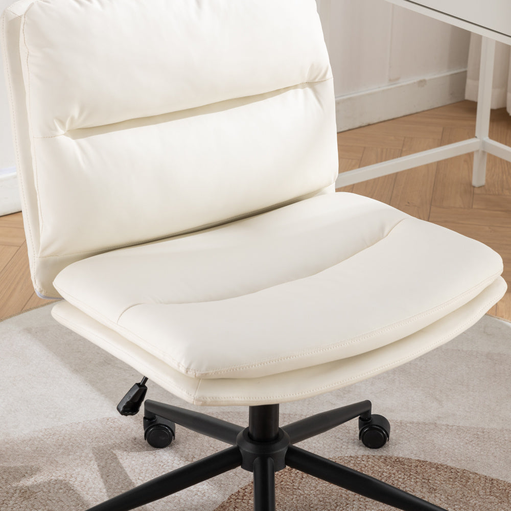 Adjustable Swivel Criss-Cross Chair, Wide Seat/ Office Chair /Vanity Chair, White